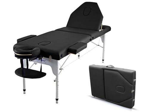 Table de Massage Pliante QUIRUMED Elite Aluminium, 186 x 66 cm, Couleur Noir, Table de Massage, Similicuir, Revêtement Haute densité, Léger, Réglable en Hauteur, Réglable en Hauteur