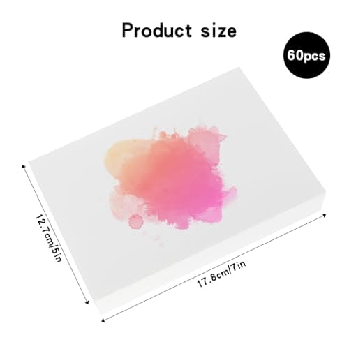 DEARBAG 60 Feuilles Papier Aquarelle, Aquarelle Papier Dessin, 300g/m2 Papier Aquarelle Blanc Coton Watercolor Paper Feuille Aquarelle pour Aquarelles Acryliques Gouaches (12,7 x 17,8 cm)