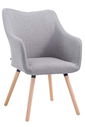 CLP Chaise De Salle A Manger McCoy V2 Tissu avec Accoudoir I Rembourrage Confortable I Fauteuil De Salon Piétement Bois I Chaise Scandinave, Couleur:Gris, Couleur du Cadre:Natura