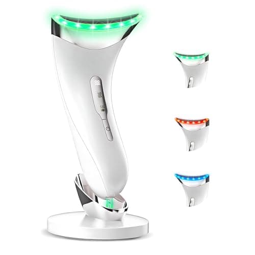 Appareil Anti Rides Visage Massage 3 en 1 Modes 45°C EMS Lifting Massage avec Socle Soin Anti-âge de Peau Électrique Appareil de Beauté Vibration Tonification Pour Raffermissement du Visage et du Cou