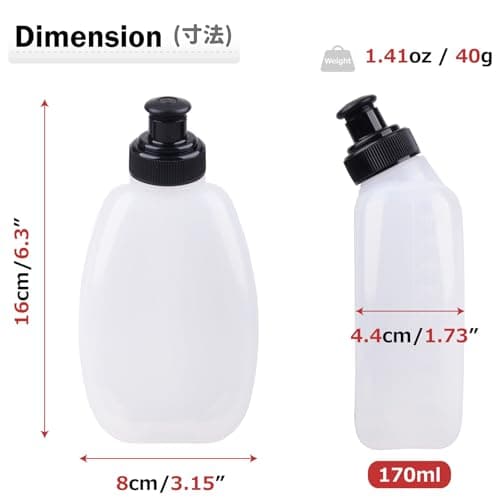 Azarxis Gourde Running 170ml 250ml 280ml Bidon Flasque Bouteille d'eau Flacon Hydratation pour Sac à Dos Ceinture Marathon (280ml - 2 Pièces)
