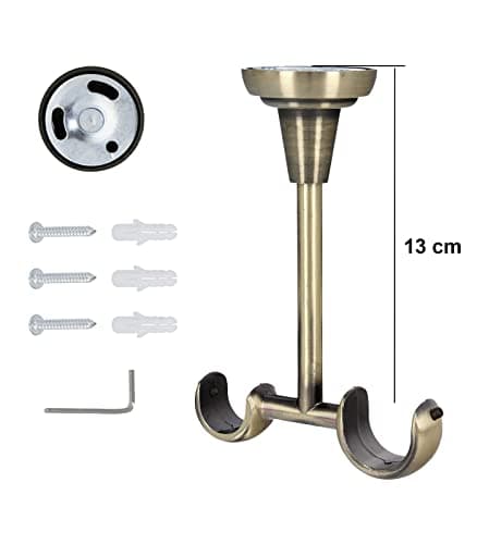 HDTL 25/19mm Kit de tringle a rideau Metal Fixation au Plafond Laiton Antique 280 cm Zoya