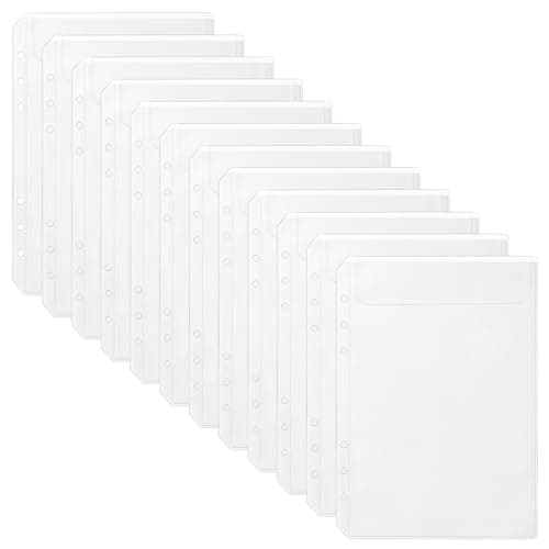 luvtree Pochette d'insertion de classeur transparent en PVC A5, enveloppe d'insertion de planification à 6 trous sans fermeture éclair, enveloppe de budget de trésorerie. 12 pièces