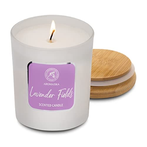 Bougie Parfumée Champs de Lavande - Bougie Huiles Essentielles - Bougie de Cire de Soja - Bougie Aromathérapie Luxe et Sensuelle - Temps de Combustion Jusqu'à 45 Heures - Bougie Parfumée