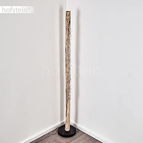 Lampadaire LED Bansberia en bois, métal et cristaux plastiques créant un effet scintillant, élégant luminaire à intensité variable idéal dans un salon moderne, 15 Watt, max. 980 Lumen, 3000 Kelvin