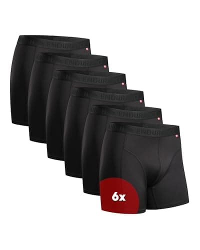 DANISH ENDURANCE Lot de 6 Boxers de Sport, Respirants et Légers, Évacuent la Transpiration, pour Homme, Noir, L