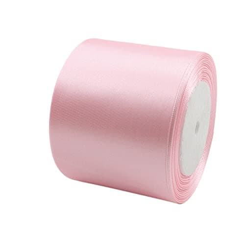 Ruban Satin Rose Gros 75mm, 23m Polyester Ruban Satin, Ruban Cadeau Emballage, Ruban Noel Ruban Tissu pour Couture, Nœuds, Artisanat, Bouquet, Décoration de Mariage, Voitures, Anniversaire, Gâteau