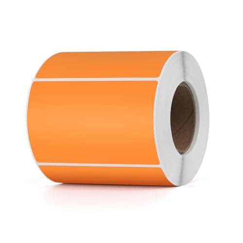 YIKIADA Étiquette Thermique Orange en Vinyle, Rouleau de 50 x 76 mm, Autocollant d'adresse rectangulaire, Autocollant étanche pour Nom, Code à Barres, Code QR, DIY, 500 pièces