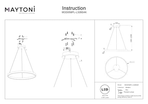 Suspension Design, Lustre LED, Style Moderne, rond, Armature en Métal couleur laiton, plafonnier en Métal en forme de cercle, pour le Salon K: 4000 lm 2200 230V IP 20