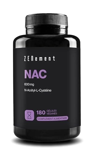 NAC N-Acétyl-Cystéine 600 mg - 180 Gélules Véganes | Approvisionnement de 6 Mois | Haute Pureté et Biodisponibilité | Sans Additifs | Végan | Zenement