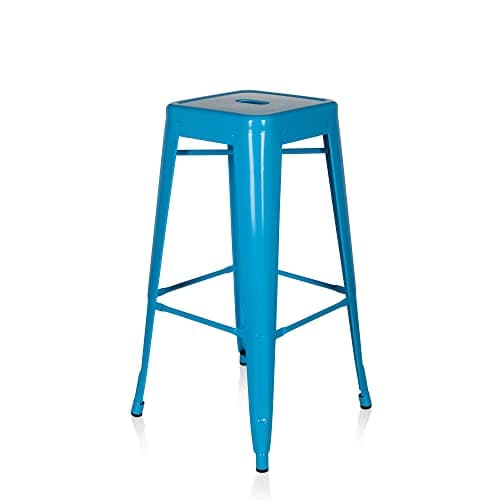 hjh OFFICE 645014 Tabouret de Bar VANTAGGIO High Métal Bleu Clair, Tabouret Industriel Haut, empilable
