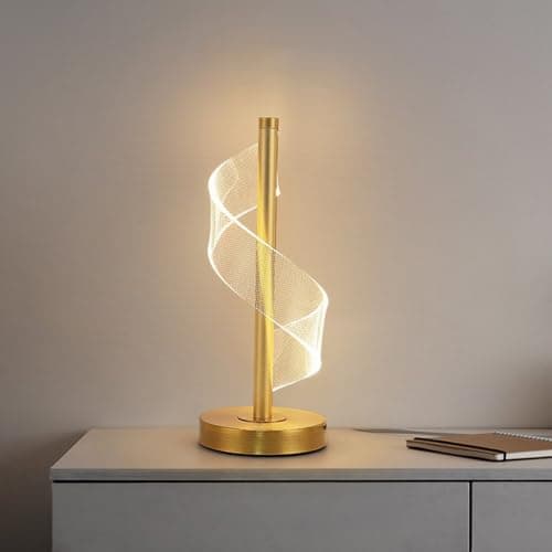 Mengjay LED Lampe de chevet,LED dimmable Spirale Lampe de table,3 températures,LED Moderne Lampe de Bureau pour chambre/salon/bureau/hôtel (Doré)