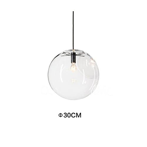 MZStech Suspension en verre classique sphérique Lampe suspendue en verre à une lumière, plafonnier ampoule E27 (30CM)