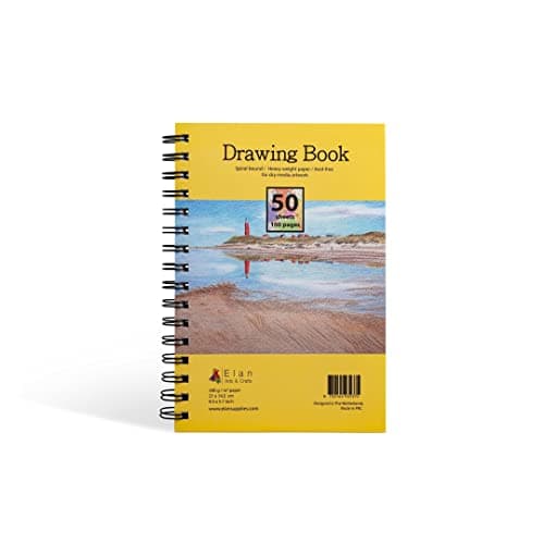 Elan Carnet de Dessin A5, 50 Feuilles 200gsm Papier Lisse, Cahier de Dessin A5, Bloc de Dessin A5, Drawing Book A5, Bloc Dessin à Reliure Spirale, Papier de Dessin, Carnet Dessin Professionnel