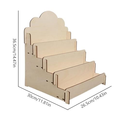 Présentoir de cartes de vœux en bois à 4 niveaux - Présentoir portable pour cartes postales - Support multifonction - Chevalet de présentation pour magazines