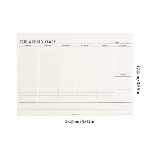 Planning Semaine, 60 Feuilles 24.5 x 17.5 cm, Bloc Planificateur Hebdomadaire, Rendez-Vous Notes Sans Date, Agenda To Do List Note, Weekly Planner Pour Bureau, L'éCole, Maison