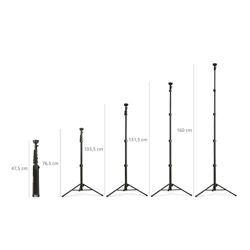 Amazon Basics Trépied pour iPhones extensible jusqu’à 162 cm avec fonctions perche à selfie et trépied, noir