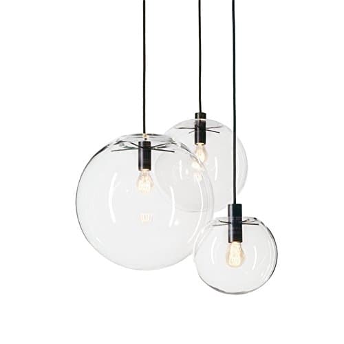 MZStech Suspension en verre classique sphérique Lampe suspendue en verre à une lumière, plafonnier ampoule E27 (30CM)