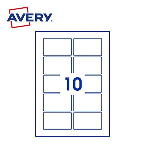 Avery Étiquettes Autocollantes Rectangulaires Personnalisables 80x50 mm Polyester Blanc Pack de 100