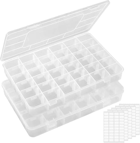 Lifewit Boite Rangement Plastique 2 Pièces, Petite Boite Rangement Perles avec Couvercle, Boite Rangement Compartiment Tiroir avec 36 Diviseurs Ajustables pour Diamond Painting, Lego, Bijoux, Vis