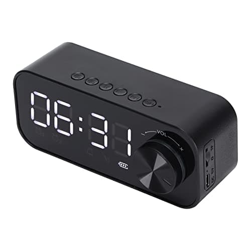 Radio-réveil, Haut-Parleur Bluetooth Multifonctionnel, Haut-Parleur D'horloge, Radio-réveil Portable avec LED, Haut-Parleur Bluetooth pour Bureau de Chambre(Le Noir)