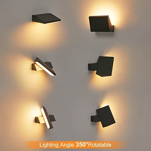 CELAVY Applique Murale Exterieur LED - Moderne Luminaire Extérieur IP65 Étanche Lampe Lumière Mural Exterieure Design, Réglable Éclairage Murale d'Extérieur Aluminium 2700K Blanc Chaud, Noir