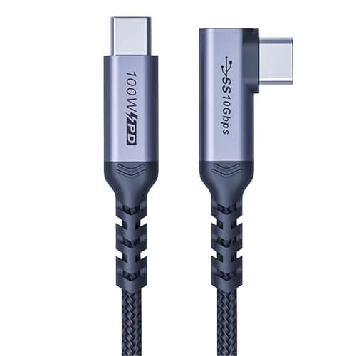 10Gbps coudé câble USB C[50cm 2paquets],court 100W charge rapide | angle droit 5a usb c à c 10gbps haute vitesse de données marquage électronique Chip Line, 4K@60Hz Affichage vidéo