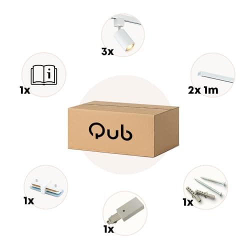 Qub Focus III - Spots et Rails de Spots - Blanc - GU10-200cm - 3 Spots sur Rail Orientable - Plafonnier LED - Cuisine, Salon, Salle a Manger - Spot de Plafond - Spots sur Rail