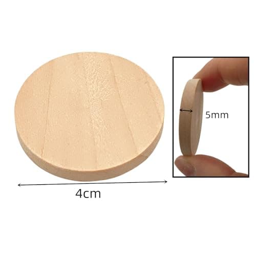 Lot de 100 rondelles de bois naturel vierges rondes vierges pour loisirs créatifs (4 cm)