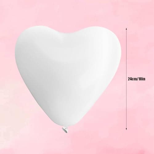 Demarsen 50Pcs Ballons de Baudruche en Forme de Cœur, Blanc Ballons de Mariage, Ballon Helium en Latex, Décorations pour Romantique Fête Anniversaire Engagement Mariage Party Valentine