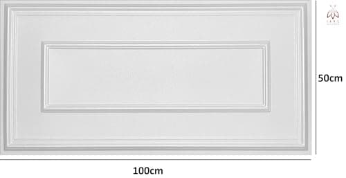 Lot de 4 panneaux muraux 3D décoratifs - En polystyrène XPS - 100 x 50 cm / 2 m2 - Cadre classique - XL 3 mm d'épaisseur (blanc R.XL)