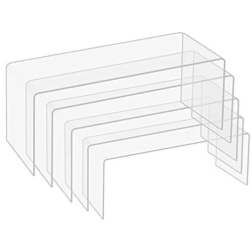 BELLE VOUS Presentoir Parfum en Acrylique - Lot 5x Etagere Parfum Transparent pour Collection Figurine Bijoux - Présentoir Acrylique Transparent en 5 Tailles pour Cupcake et Dessert