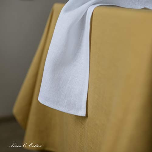 Linen & Cotton 4 Serviettes de Table en Tissu Hygge -100% Lin, Blanc (45 x 45 cm) Lavable Carré pour Home Maison Salle à Manger Table Basse en Bois Cuisine Anniversaire Bapteme Mariage Fête Dîner Noël
