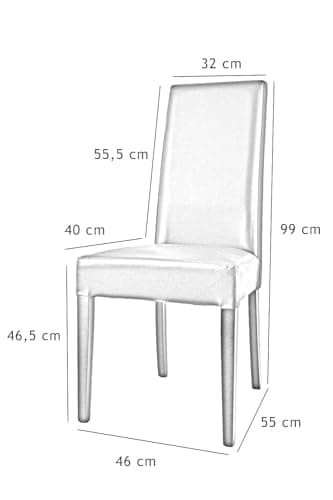 t m c s Tommychairs - Set 4 chaises Luisa Structure en hêtre peindré en Gris foncé, Assise et Dossier rembourrés et revêtus en Cuir Artificiel Gris foncé