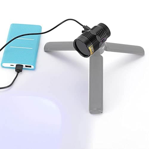 Alonefire SV47 12W Lampe Torche UV 365nm Rechargeable Longue Portée Ultraviolet Lumiere Noire Détecteur D'urine pour Resine, Pêche, Scorpion,Minéraux avec Lunettes de Protection UV, Batterie Incluse