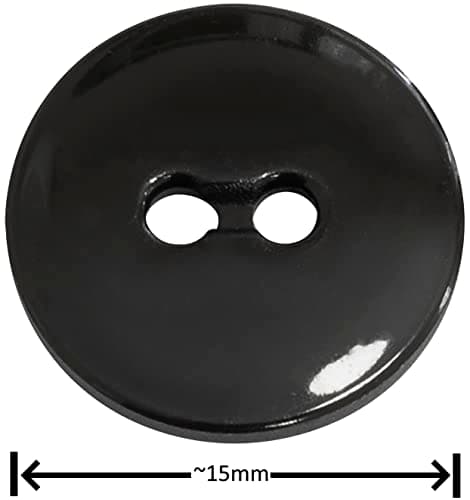 AERZETIX - C65532 - Lot de 50 Boutons à coudre ronds Ø15x2.2 mm à 2 trous L24 24L en plastique - couleur: noir - diamètre de l'ouverture 2 mm - mercerie couture vêtements décoration