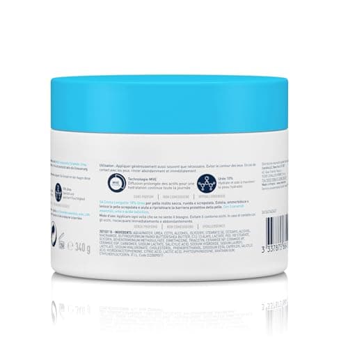 CeraVe - SA Crème Anti-Rugosités - Exfolie, Adoucit & Lisse les Rugosités - Acide Salicylique + Urée + 3 Céramides Essentiels - Peau Sèche, Rugueuse, Squameuse - 2 x 340 ml