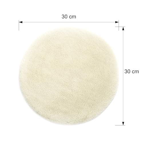 Teppich Wölkchen Tapis Moelleux en Fausse Fourrure - Fourrure De Lapin, Fourrure Courte, Tapis À Poils Longs pour Salon Ou Chambre À Coucher - Beige - 30cm Rond
