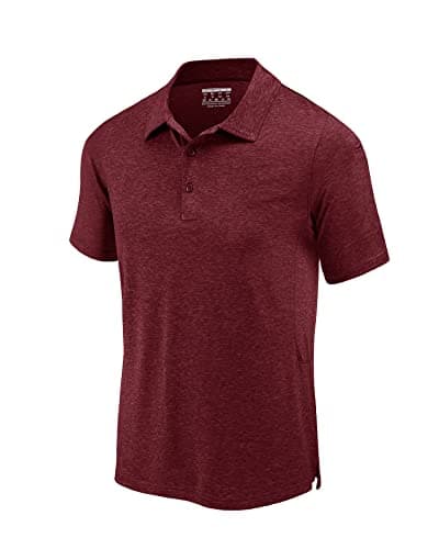 KEFITEVD Polo Homme Golf Tennis à Manche Courte Casual Sport T-Shirt Polyester Slim Fit Vetement,Vin Rouge,S
