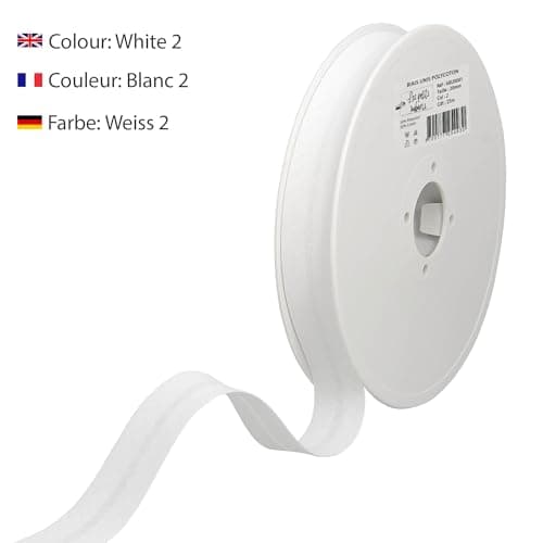 Les Petits Rubans Biais de Couture – 20 mm de large,plié 10 mm,rouleau de 25 m,50% coton 50% polyester,bordure pour couture,banderoles,tissus d'ameublement,meubles,passepoils,vêtements,couvertures