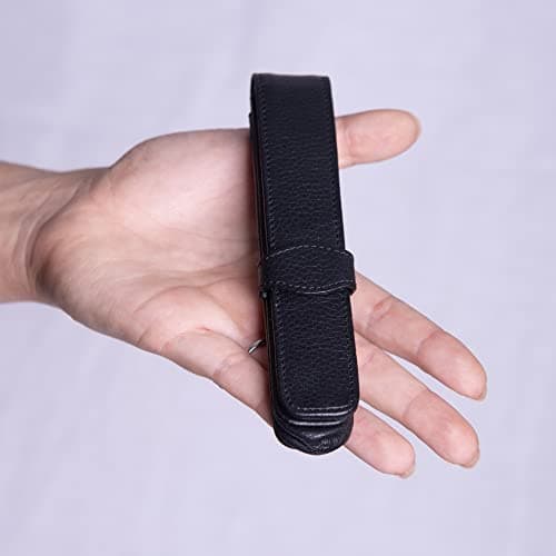 ONLINE Étui En Cuir Pour Un Stylo │ Trousse Elégante Pour Toutes Les Marques │ Cuir Véritable, Porte-Stylo Noir │ Cadeau Pour Toute Occasion │ Dimensions : (Lxlxh) 14,5 X 2,5 X 2,5 Cm