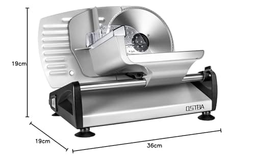 Trancheuse Électrique, Trancheuse à Jambon avec Interrupteur Sécurité Enfants, Lame en Acier Inoxydable, Epaisseur Réglage de 0-15mm pour Jambons, Saucissons, Pains, Viandes etc, 150W