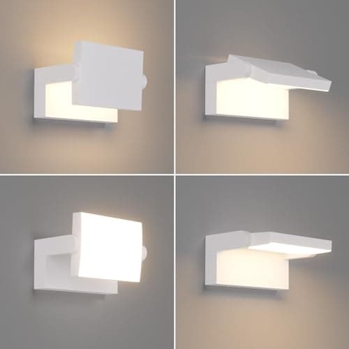 Klighten 2 Pcs 24W Applique Murale LED Extérieure Intérieur Rotatif, Éclairage Mural Imperméable IP65 Moderne, Lampe Murale pour Jardin Entrée Balcon, Blanc, 1500LM, Blanc Chaud 3000K