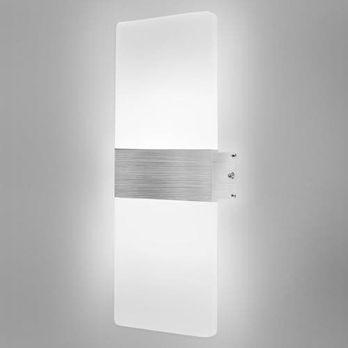 DAGORD Applique Murale Intérieure Moderne LED Blanc Froid 6500K 12W Applique Murale LED en Acrylique Lampe Murale LED Blanche Applique Éclairage Haut et Bas pour Chambre Salon Escalier Couloir