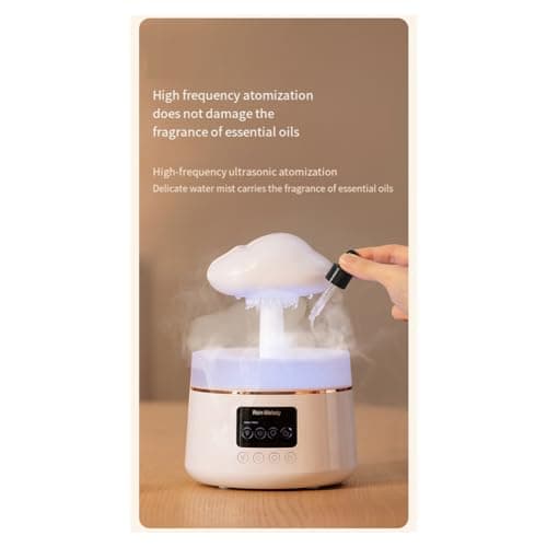 Kruluuvia 300 ML Champignon Pluie Nuage Humidificateur d'air Gouttes D' Sons Veilleuses ColoréEs AromathéRapie Diffuseur D' Essentielle