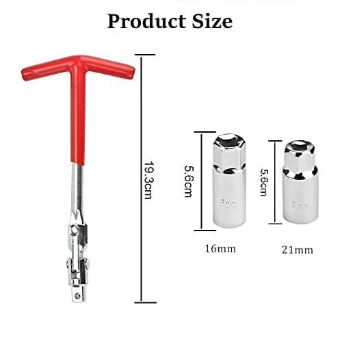 AFASOES Cle a Bougie 16/21MM Flexible Clés à Bougie Clé à Douille à Poignée en T Clé à Bougie d'Allumage Cle a Bougie Moto Clé à Bougie Articulée avec 2 Douilles pour Bougie d'Allumage pour Voiture