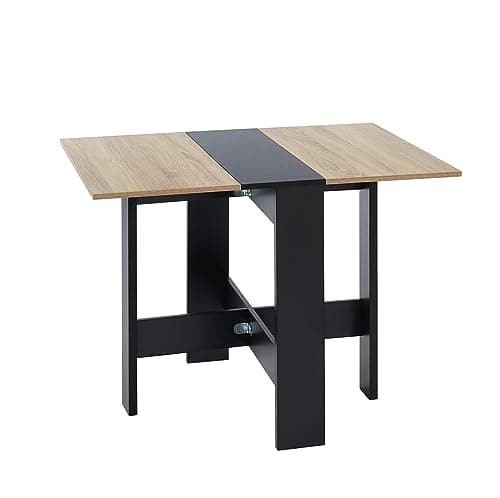 BAÏTA Table Pliante, Noir et chêne, L104cm
