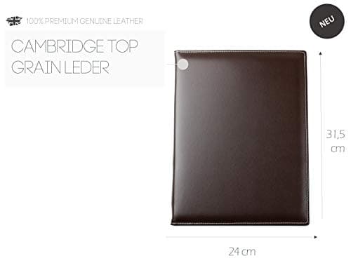 DELMON VARONE - Porte-blocs personnalisable A4 en cuir Cambridge Top Grain (marron) - Porte-documents organisateur avec porte-stylo et pochette de rangement - Dossier de conférence classique