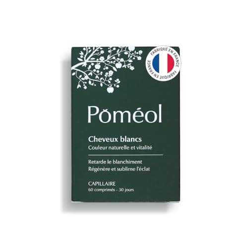 POMÉOL | Complément Alimentaire Pigmentation Cheveux Blancs & Gris | Spécial couleur, Retarde l’apparition des cheveux blancs | Stimule la pousse et freine la chute | 30 jours, 60 comprimés