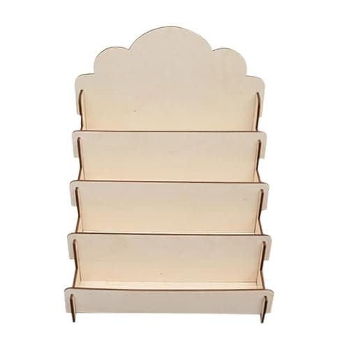 Présentoir de cartes de vœux en bois à 4 niveaux - Présentoir portable pour cartes postales - Support multifonction - Chevalet de présentation pour magazines
